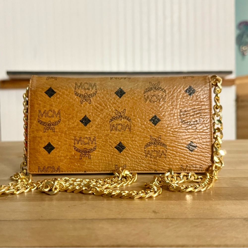 MCM Vintage Leather Long Visetos Wallet in Cognac - Picture 4 of 15